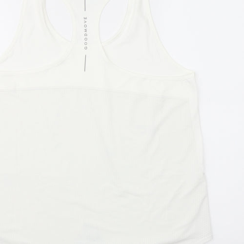 GOODMOVE Womens White Polyester Basic Tank Size 16 Scoop Neck Pullover