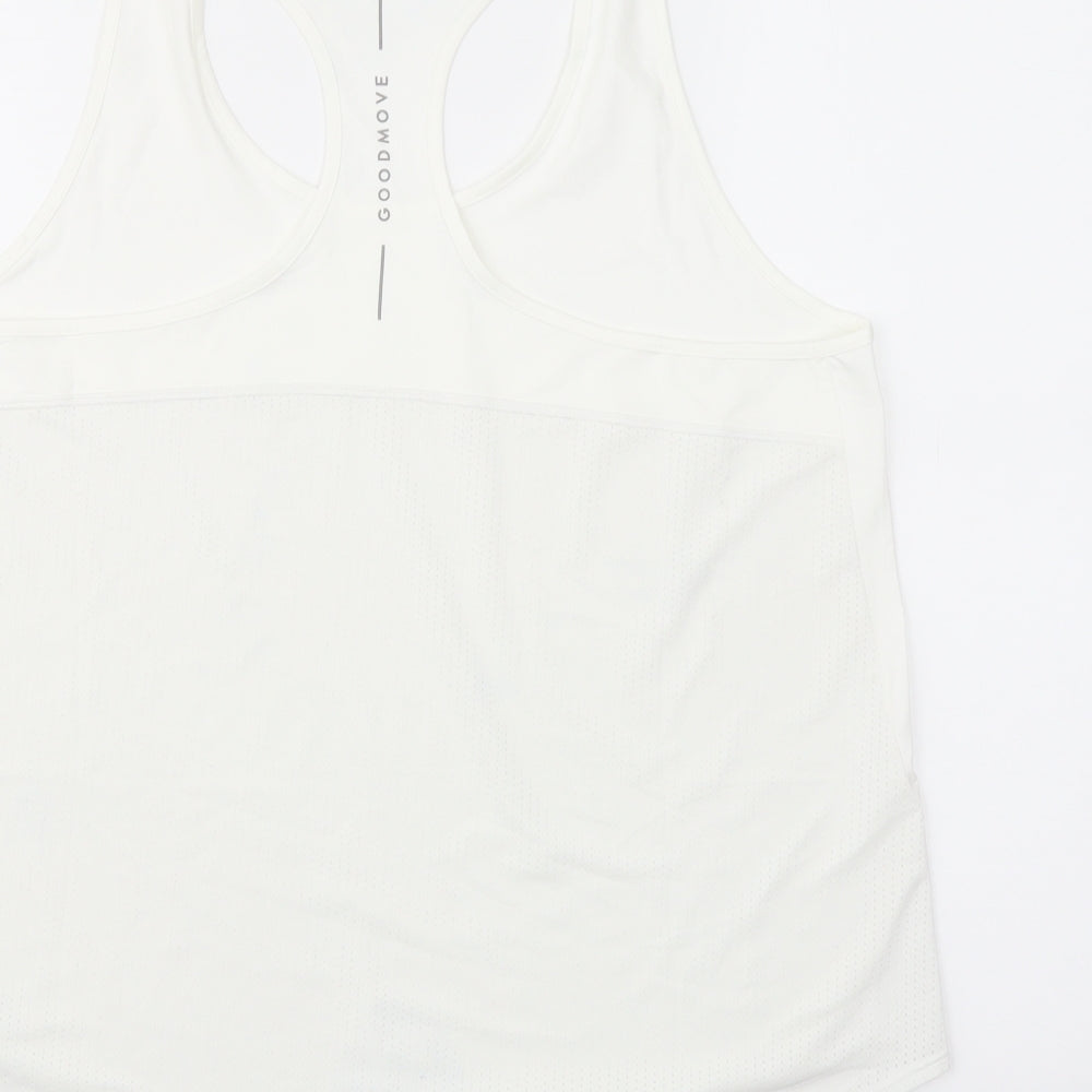 GOODMOVE Womens White Polyester Basic Tank Size 16 Scoop Neck Pullover