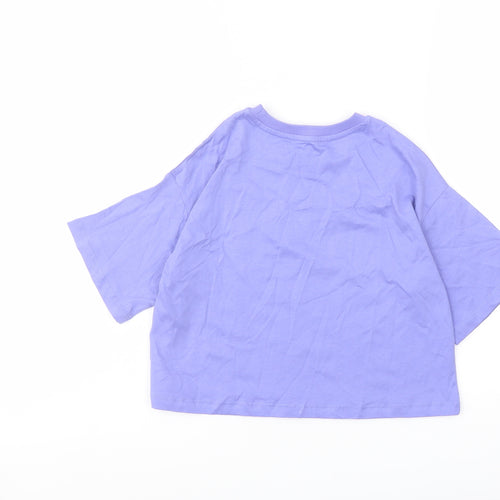 Marks and Spencer Girls Purple Cotton Cropped T-Shirt Size 6-7 Years Crew Neck Pullover