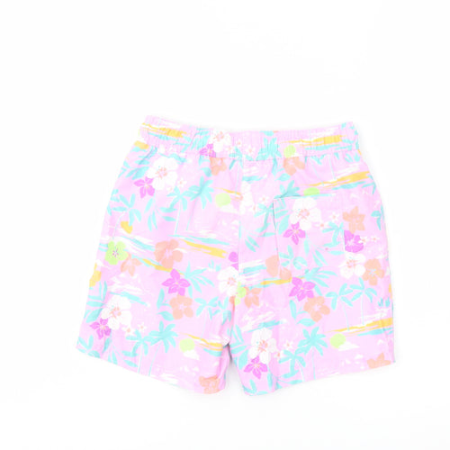 Marks and Spencer Boys Multicoloured Geometric Polyester Sweat Shorts Size 7-8 Years Regular Drawstring - Swim Shorts
