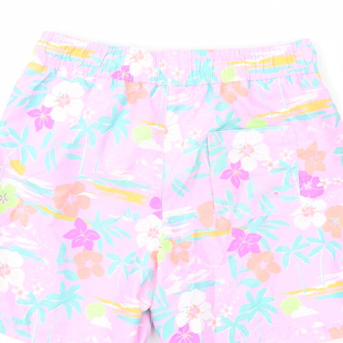 Marks and Spencer Boys Multicoloured Geometric Polyester Sweat Shorts Size 7-8 Years Regular Drawstring - Swim Shorts