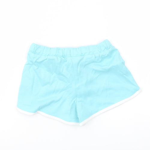 Marks and Spencer Girls Blue Cotton Sweat Shorts Size 5-6 Years Regular Drawstring