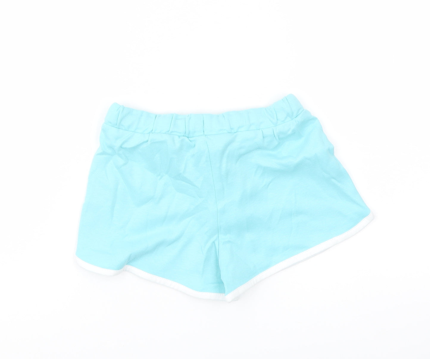 Marks and Spencer Girls Blue Cotton Sweat Shorts Size 5-6 Years Regular Drawstring