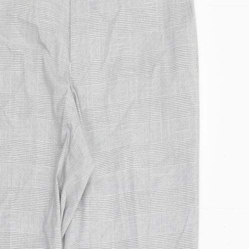 Marks and Spencer Womens Grey Plaid Polyester Trousers Size 32 in L31.5 in Slim Zip