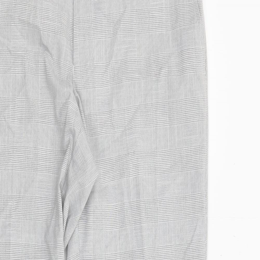 Marks and Spencer Womens Grey Plaid Polyester Trousers Size 32 in L31.5 in Slim Zip