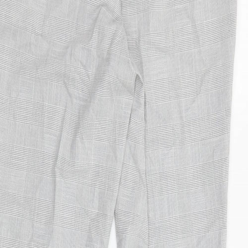 Marks and Spencer Womens Grey Plaid Polyester Trousers Size 32 in L31.5 in Slim Zip