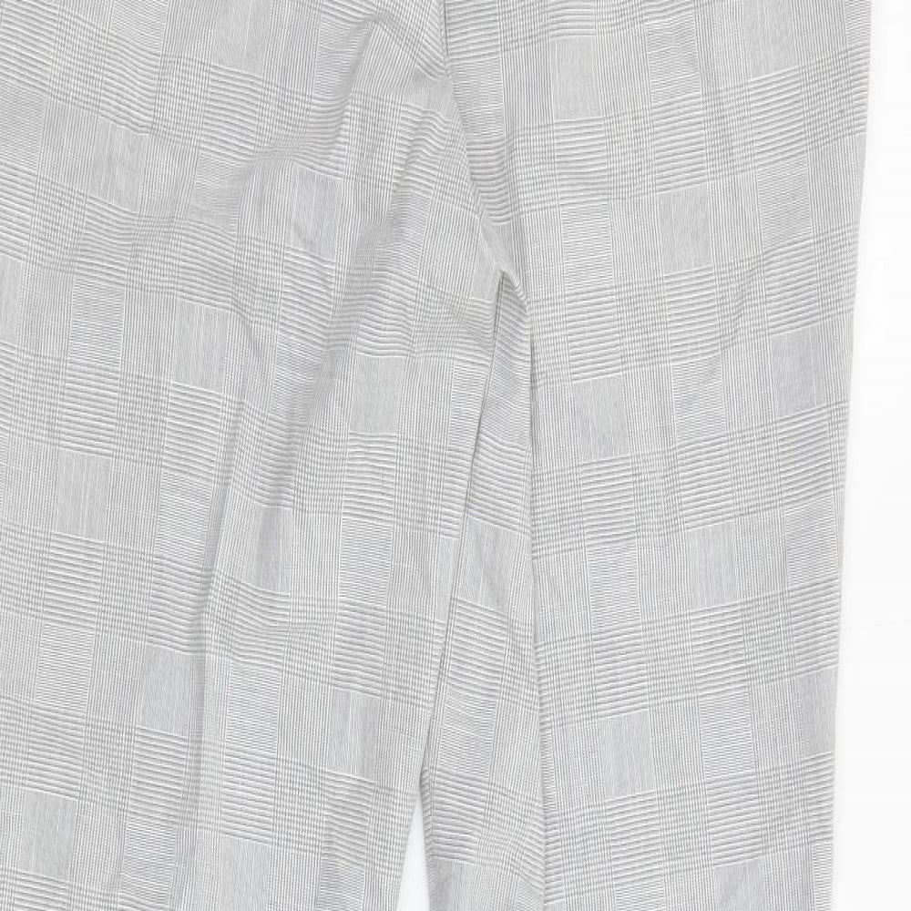 Marks and Spencer Womens Grey Plaid Polyester Trousers Size 32 in L31.5 in Slim Zip
