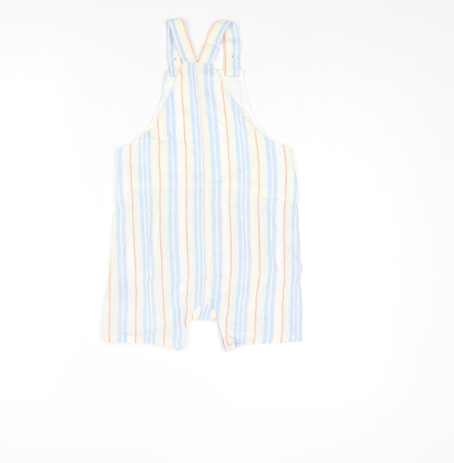 Marks and Spencer Boys Multicoloured Striped Cotton Dungarees Trousers Size 2-3 Years Regular Button