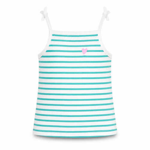 Marks and Spencer Girls Gold Striped Cotton Basic Tank Size 3-4 Years Square Neck Pullover - Embroidered Heart