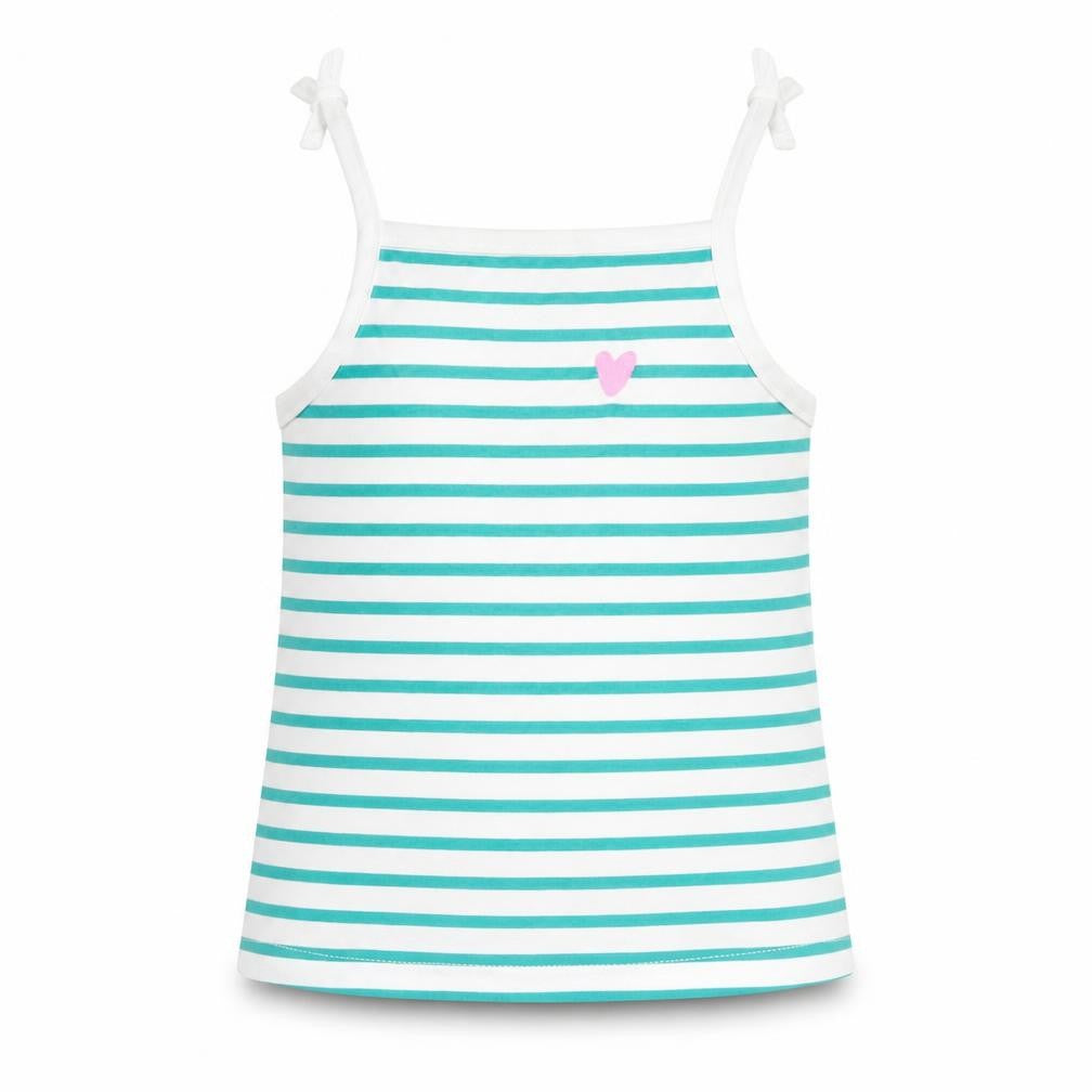 Marks and Spencer Girls Gold Striped Cotton Basic Tank Size 3-4 Years Square Neck Pullover - Embroidered Heart