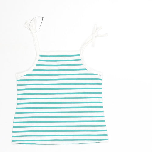 Marks and Spencer Girls Gold Striped Cotton Basic Tank Size 3-4 Years Square Neck Pullover - Embroidered Heart