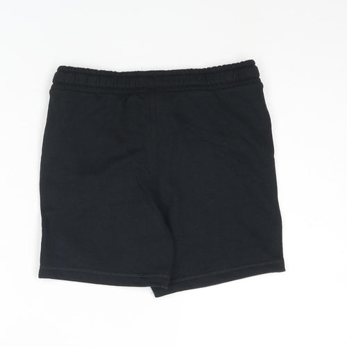 Marks and Spencer Boys Black Cotton Sweat Shorts Size 6-7 Years Regular Drawstring