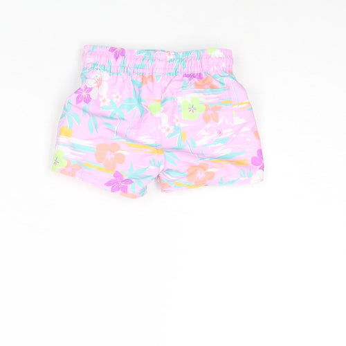 Marks and Spencer Baby Multicoloured Geometric Polyester Cropped Trousers Size 3-6 Months Drawstring - Swim Shorts Plant Print