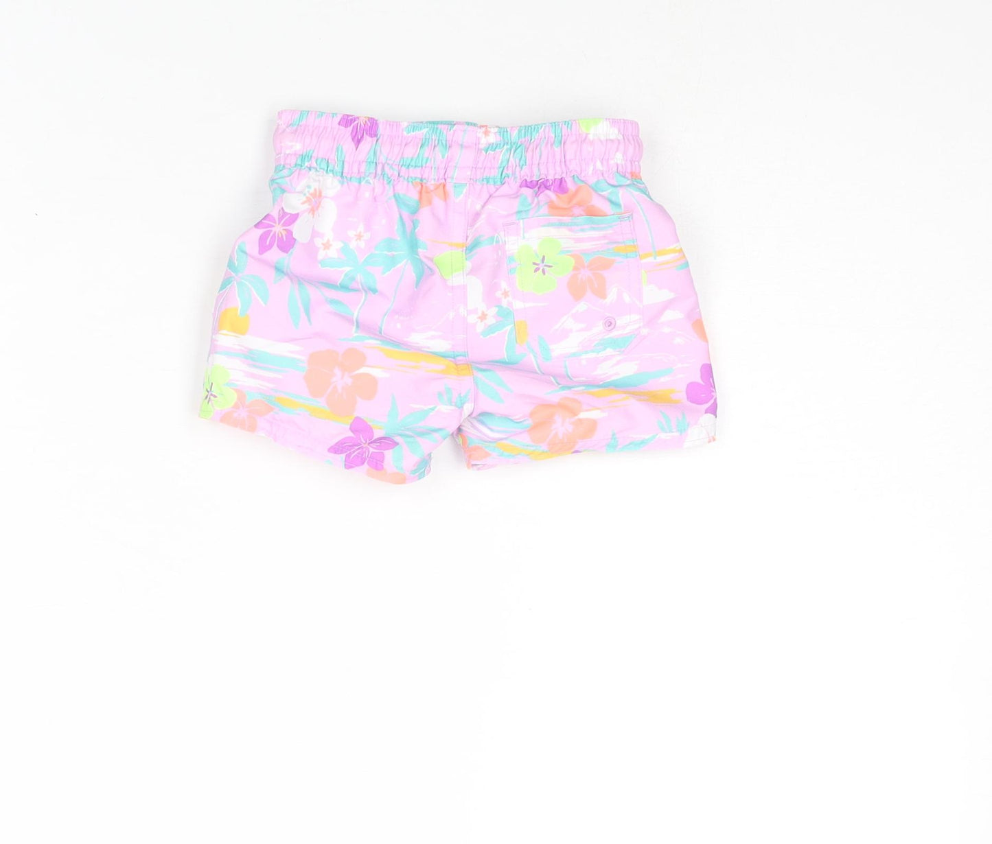 Marks and Spencer Baby Multicoloured Geometric Polyester Cropped Trousers Size 3-6 Months Drawstring - Swim Shorts Plant Print