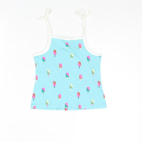 Marks and Spencer Girls Blue Cotton Basic Tank Size 2-3 Years Square Neck Pullover - Ice Lolly Print