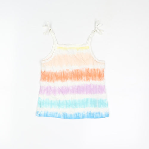 Marks and Spencer Girls Multicoloured Striped Cotton Basic Tank Size 4-5 Years Square Neck Pullover