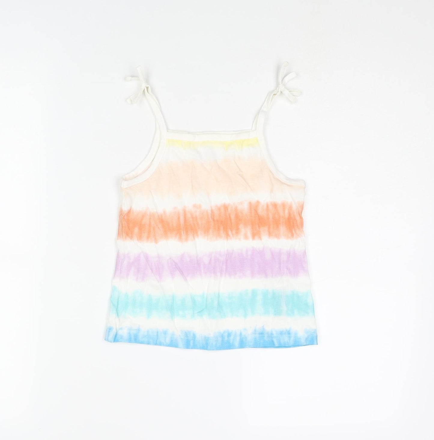 Marks and Spencer Girls Multicoloured Striped Cotton Basic Tank Size 4-5 Years Square Neck Pullover