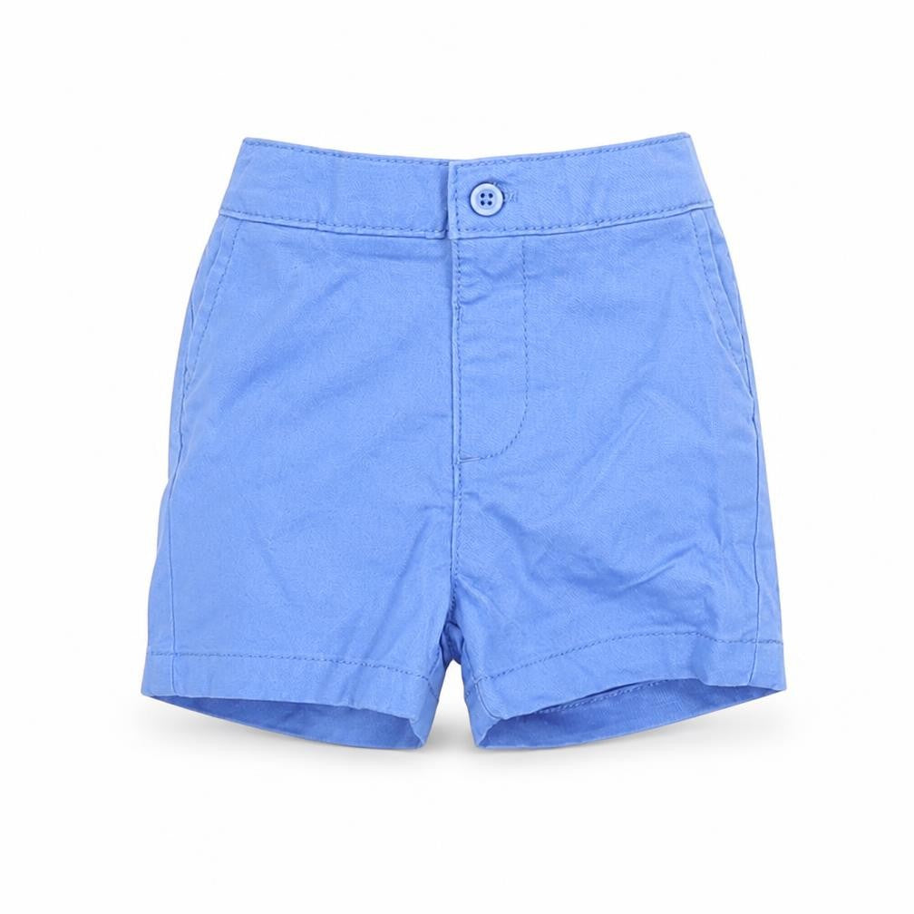 Marks and Spencer Boys Blue Cotton Cropped Trousers Size 3-6 Months Button