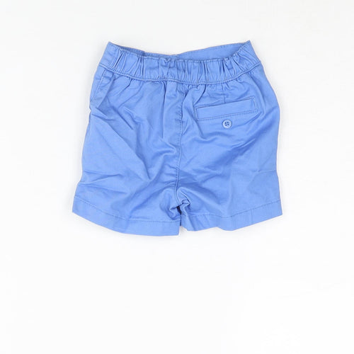 Marks and Spencer Boys Blue Cotton Cropped Trousers Size 3-6 Months Button