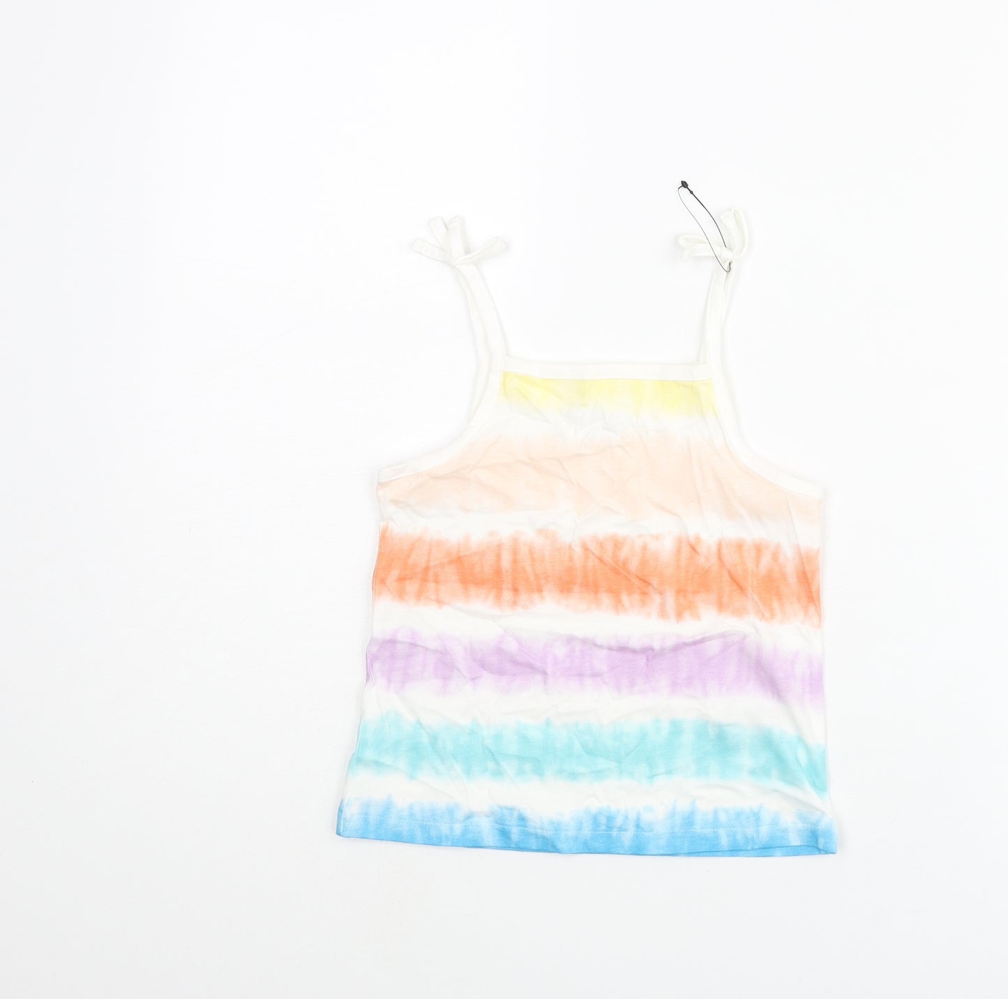 Marks and Spencer Girls Multicoloured Striped Cotton Basic Tank Size 4-5 Years Square Neck Pullover