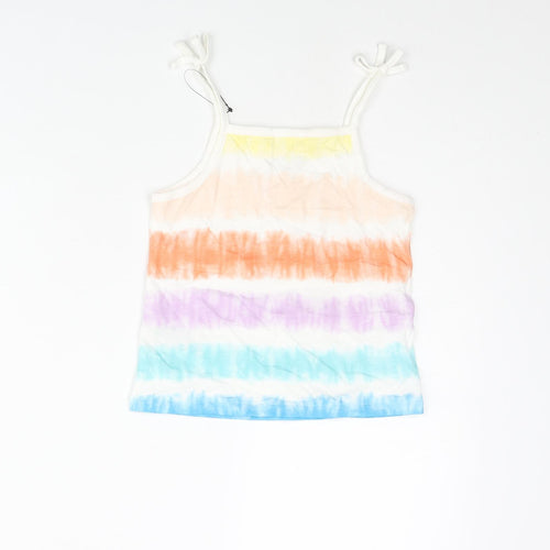 Marks and Spencer Girls Multicoloured Striped Cotton Basic Tank Size 4-5 Years Square Neck Pullover