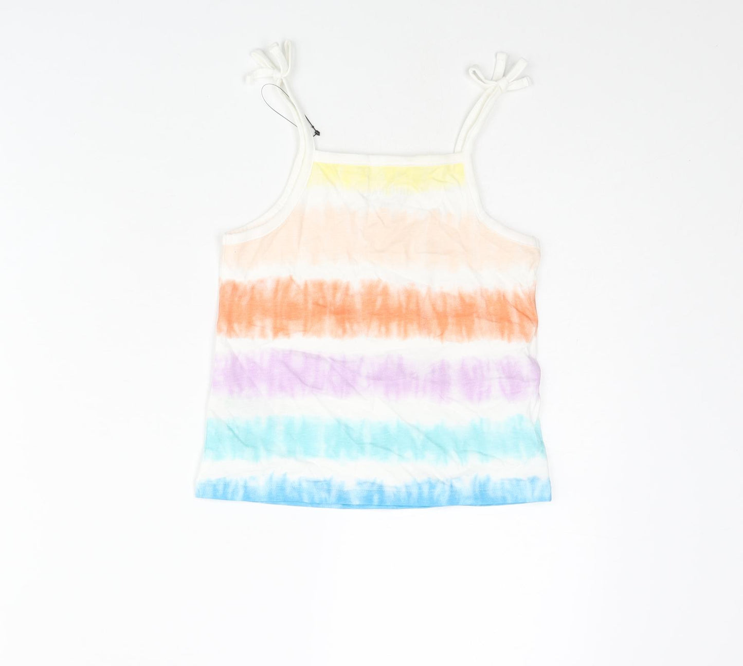 Marks and Spencer Girls Multicoloured Striped Cotton Basic Tank Size 4-5 Years Square Neck Pullover