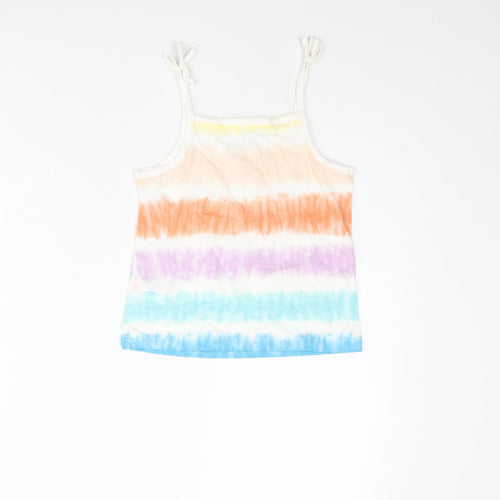 Marks and Spencer Girls Multicoloured Striped Cotton Basic Tank Size 4-5 Years Square Neck Pullover