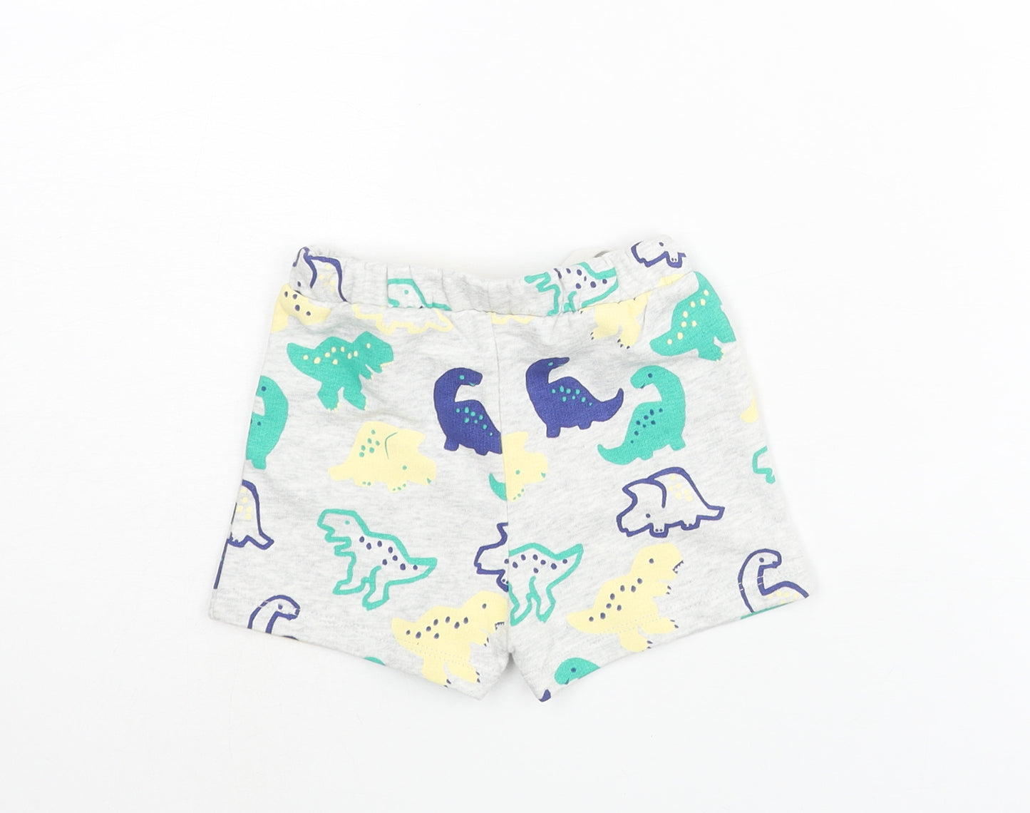 Marks and Spencer Boys Multicoloured Geometric Cotton Cropped Trousers Size 3-6 Months Drawstring - Dinosaur Print
