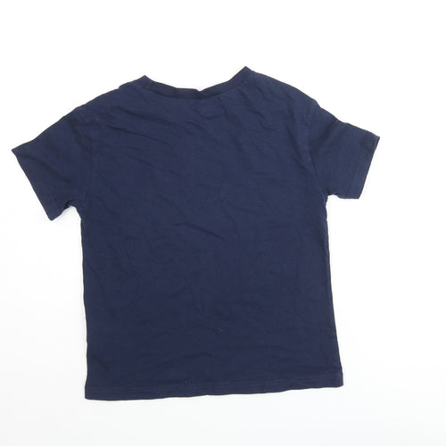 H&M Boys Blue Cotton Basic T-Shirt Size 9-10 Years Crew Neck Pullover
