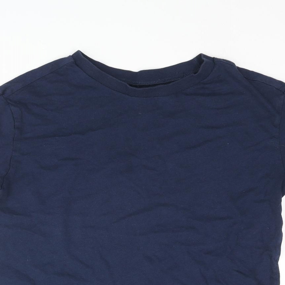 H&M Boys Blue Cotton Basic T-Shirt Size 9-10 Years Crew Neck Pullover