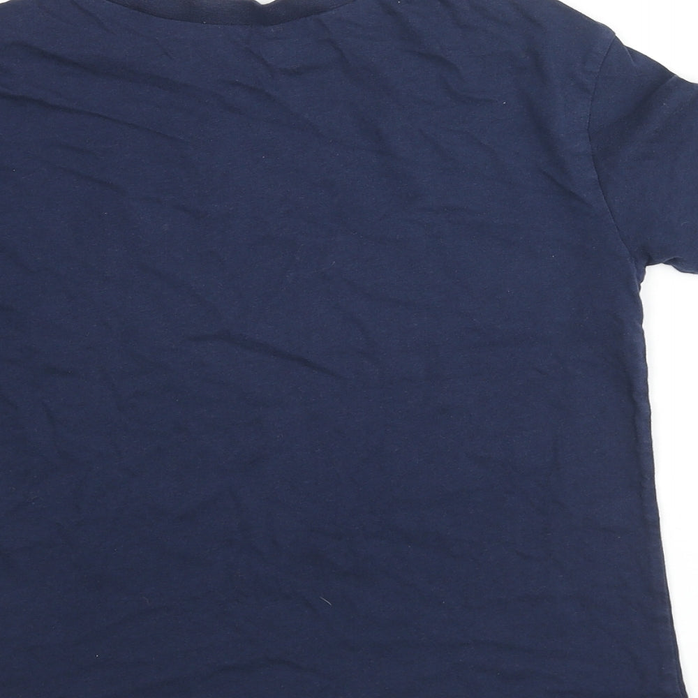 H&M Boys Blue Cotton Basic T-Shirt Size 9-10 Years Crew Neck Pullover