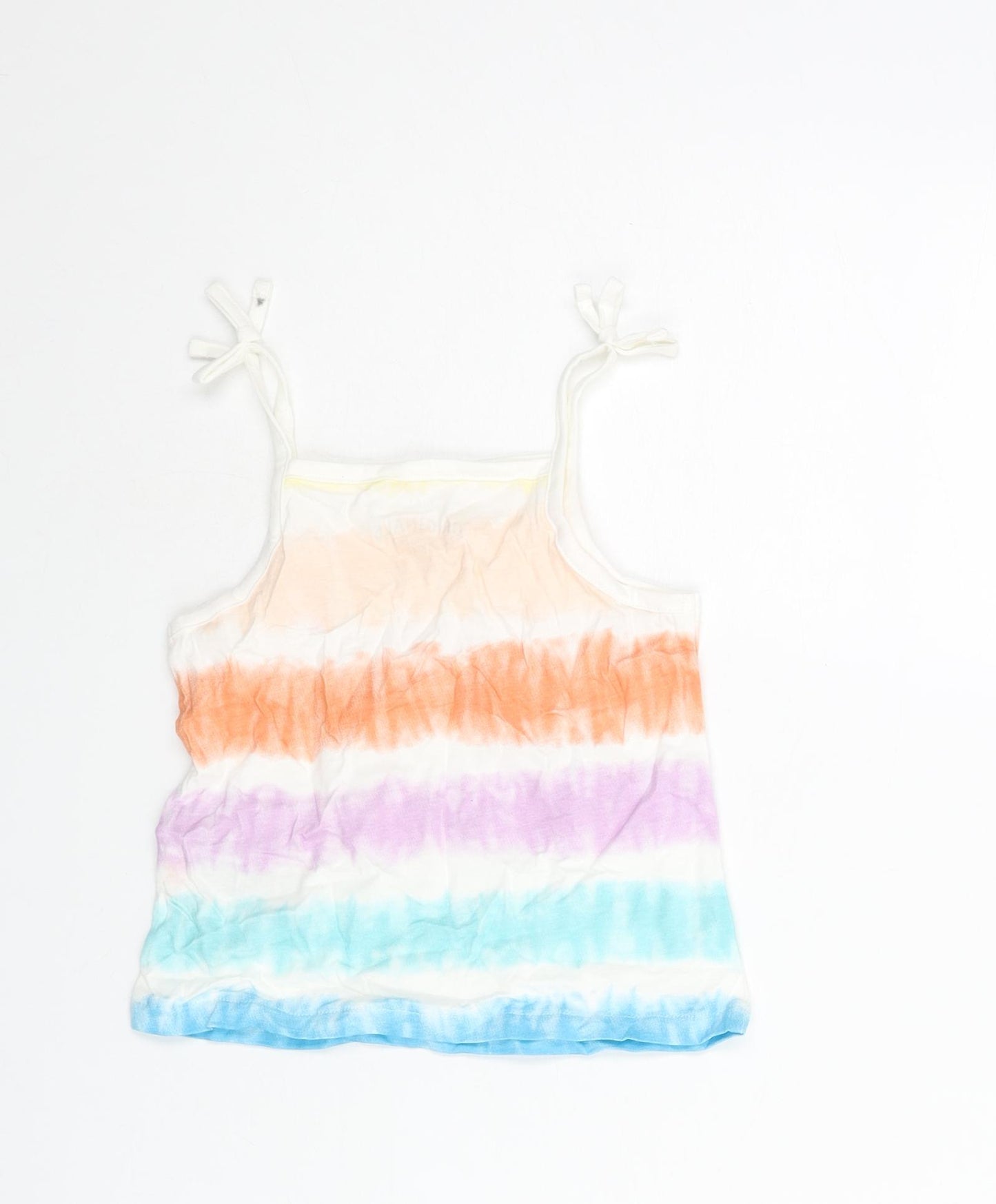 Marks and Spencer Girls Multicoloured Striped Cotton Basic Tank Size 3-4 Years Square Neck Pullover