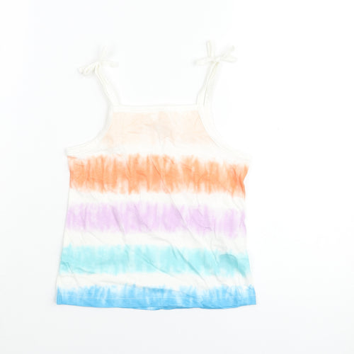 Marks and Spencer Girls Multicoloured Striped Cotton Basic Tank Size 5-6 Years Square Neck Pullover