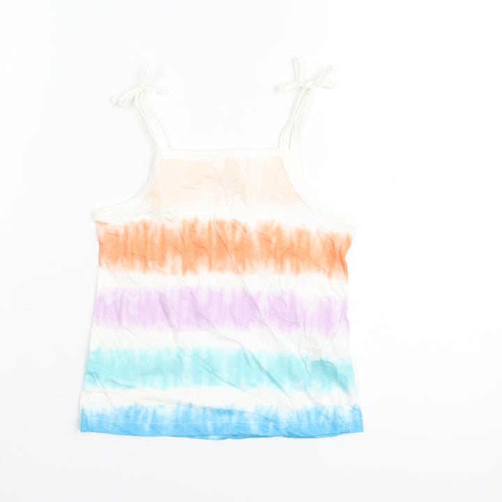 Marks and Spencer Girls Multicoloured Striped Cotton Basic Tank Size 5-6 Years Square Neck Pullover