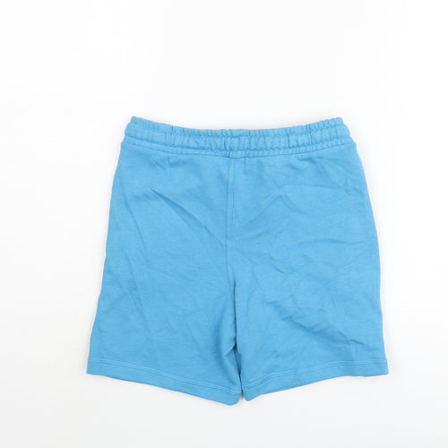 Marks and Spencer Boys Blue Cotton Sweat Shorts Size 7-8 Years Regular Drawstring - Octopus Print