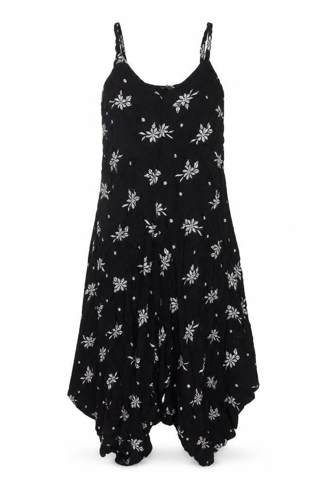 M&Co Womens Black Geometric Viscose Slip Dress Size 12 V-Neck Pullover - Floral Pattern