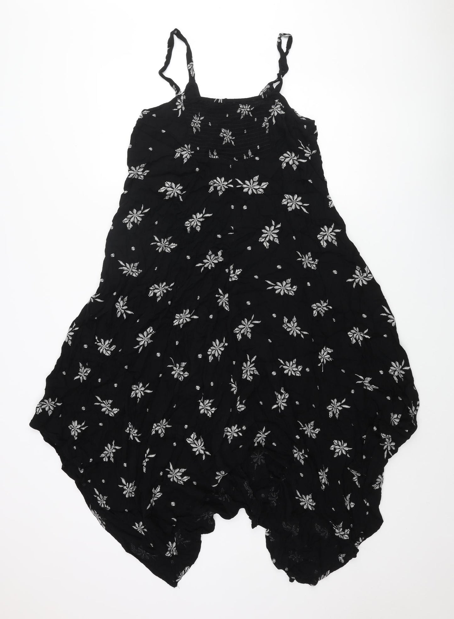 M&Co Womens Black Geometric Viscose Slip Dress Size 12 V-Neck Pullover - Floral Pattern