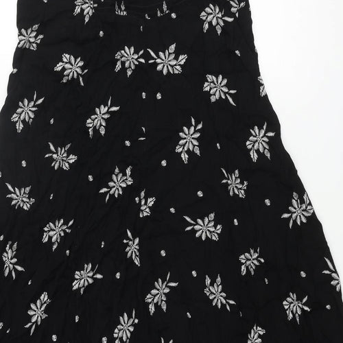 M&Co Womens Black Geometric Viscose Slip Dress Size 12 V-Neck Pullover - Floral Pattern