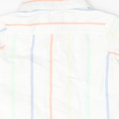 Marks and Spencer Boys White Striped Cotton Basic Button-Up Size 0-3 Months Collared Button