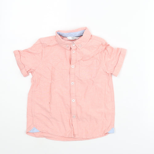 Marks and Spencer Boys Pink Cotton Basic Button-Up Size 3-4 Years Collared Button