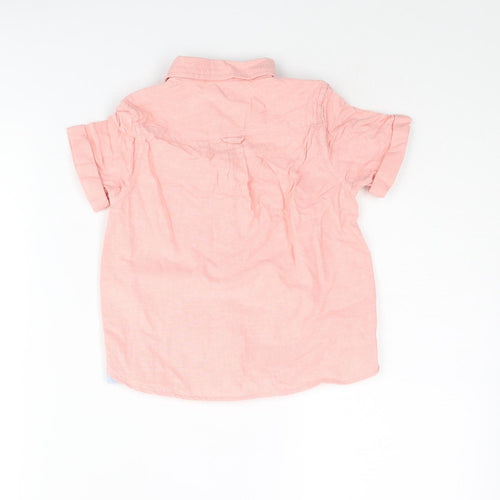 Marks and Spencer Boys Pink Cotton Basic Button-Up Size 3-4 Years Collared Button