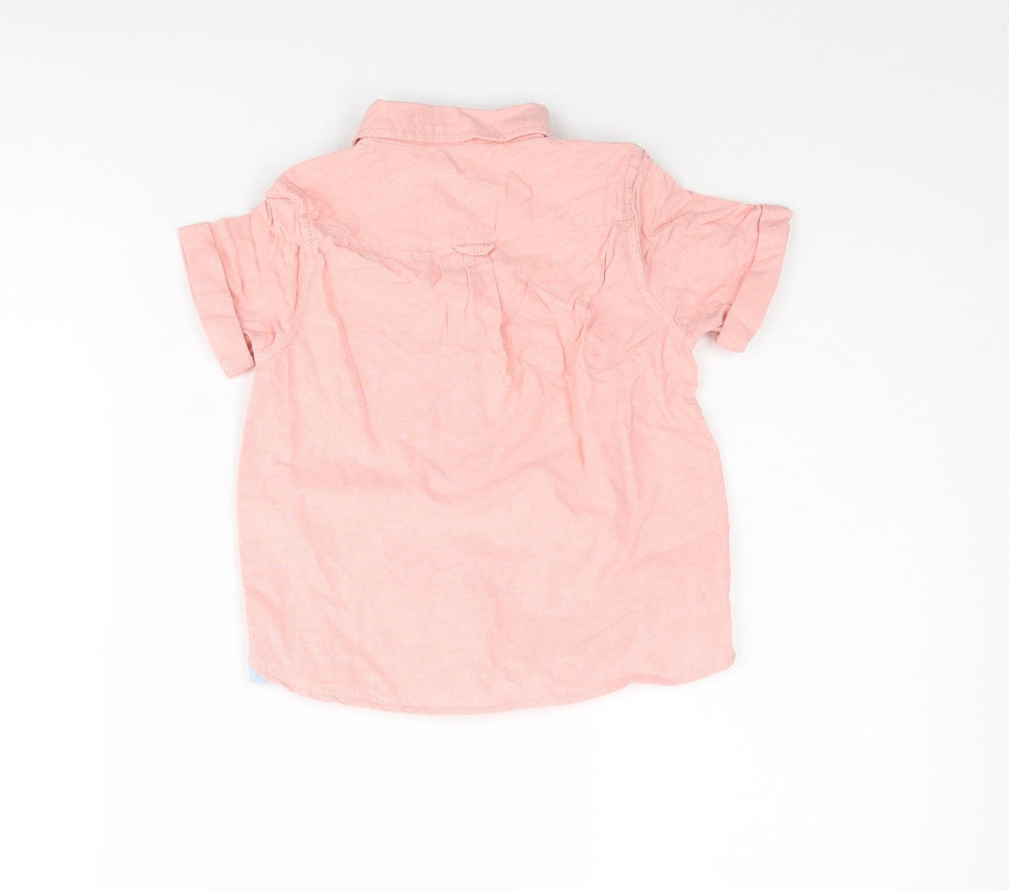 Marks and Spencer Boys Pink Cotton Basic Button-Up Size 3-4 Years Collared Button