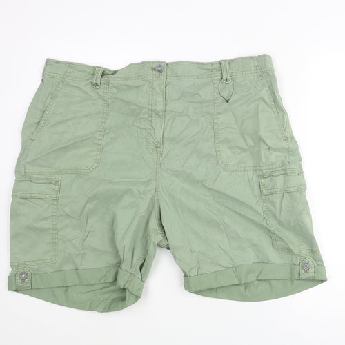 Marks and Spencer Womens Green Lyocell Cargo Shorts Size 22 L7 in Regular Zip