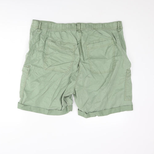 Marks and Spencer Womens Green Lyocell Cargo Shorts Size 22 L7 in Regular Zip