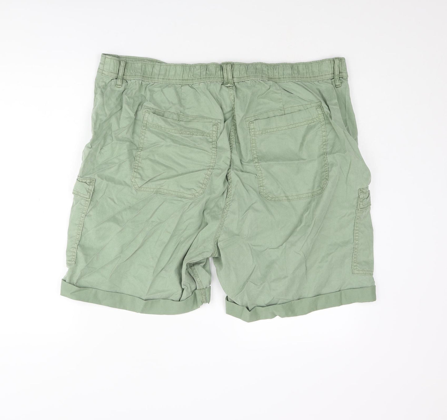 Marks and Spencer Womens Green Lyocell Cargo Shorts Size 22 L7 in Regular Zip