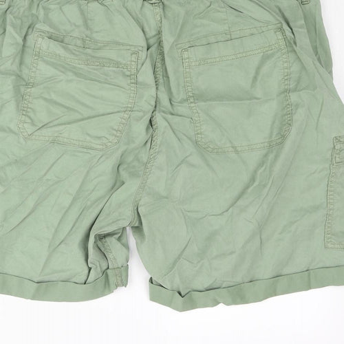 Marks and Spencer Womens Green Lyocell Cargo Shorts Size 22 L7 in Regular Zip