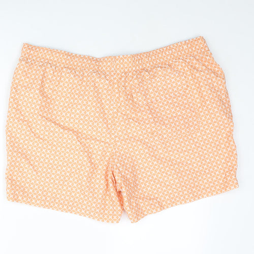 Marks and Spencer Mens Orange Geometric Polyester Sweat Shorts Size 2XL Regular Drawstring - Swim Shorts