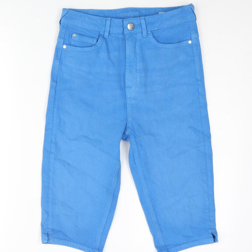 Marks and Spencer Womens Blue Cotton Bermuda Shorts Size 8 L12 in Regular Zip