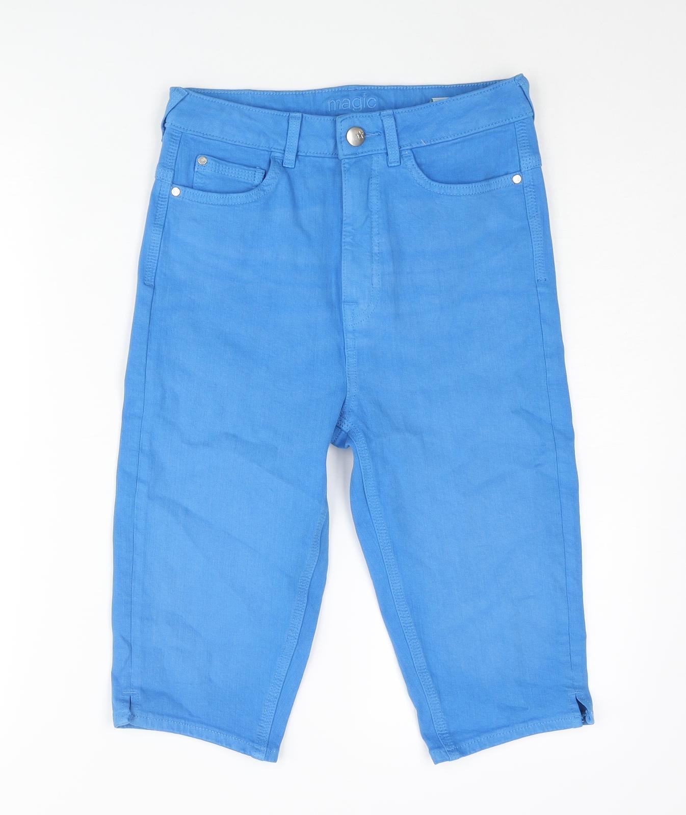 Marks and Spencer Womens Blue Cotton Bermuda Shorts Size 8 L12 in Regular Zip