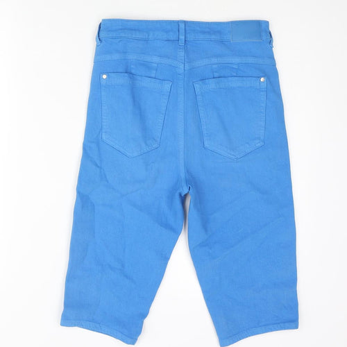 Marks and Spencer Womens Blue Cotton Bermuda Shorts Size 8 L12 in Regular Zip